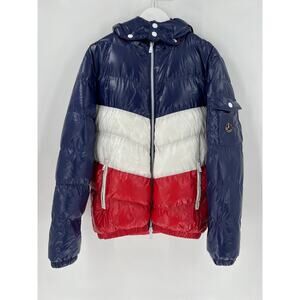 Robert Phillipe Jacket Mens Large Red White Blue Striped Puffer Insulated Zip